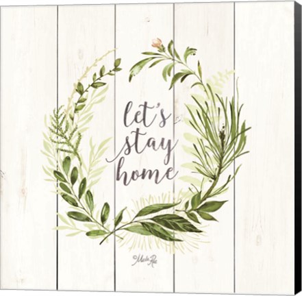 Framed Let&#39;s Stay Home Wreath Print