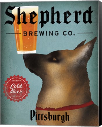 Framed German Shepherd Brewing Co Pittsburgh Black Print