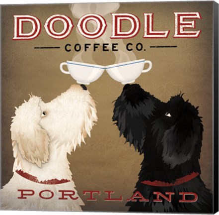 Framed Doodle Coffee Double IV Portland Print