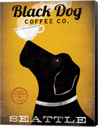 Framed Black Dog Coffee Co Seattle Print