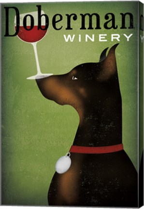 Framed Single Doberman Winery Print