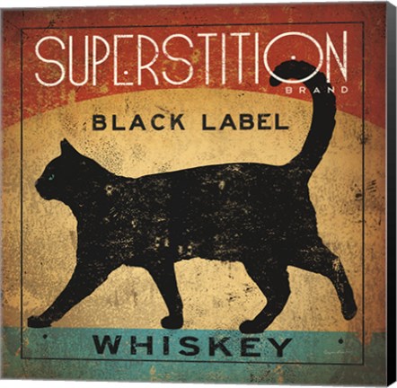 Framed Superstition Black Label Whiskey Cat Print