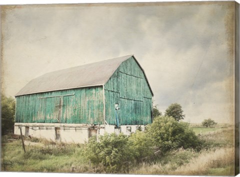 Framed Late Summer Barn I Crop Vintage Print