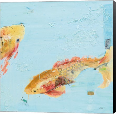 Framed Fish in the Sea II Aqua Print