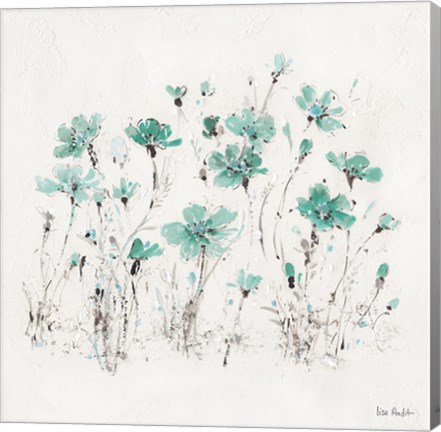 Framed Wildflowers III Turquoise Print