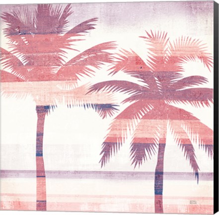 Framed Beachscape Palms III Pink Purple Print