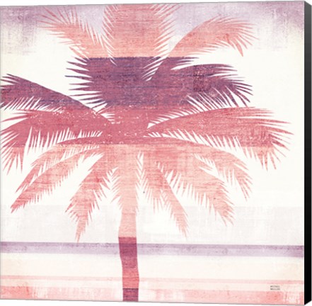 Framed Beachscape Palms II Pink Purple Print