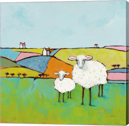 Framed Sheep in the Meadow Print