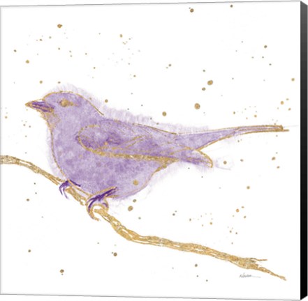 Framed Gilded Bird I Lavender Print