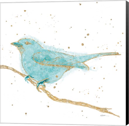 Framed Gilded Bird I Teal Print