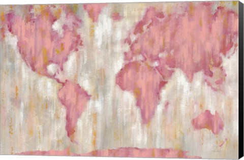 Framed Blushing World Map v2 Crop Print