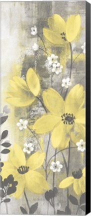 Framed Floral Symphony Yellow Gray Crop I Print