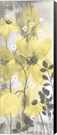 Framed Floral Symphony Yellow Gray Crop II Print