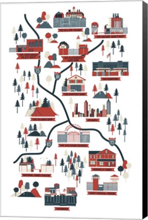 Framed Walking Dead Map Verb Print