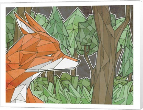 Framed Fox In The Woods Print