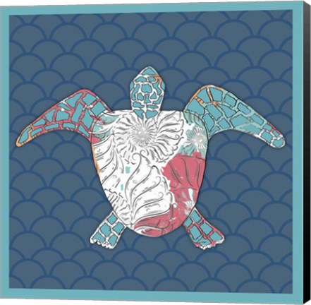 Framed Sea Side BoHo Sq - Turtle Print