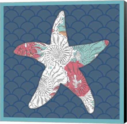Framed Sea Side BoHo Sq - Starfish Print