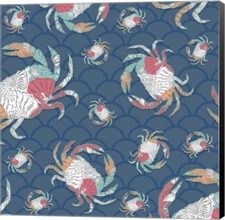 Framed Sea Side BoHo Pattern - Crabs Print