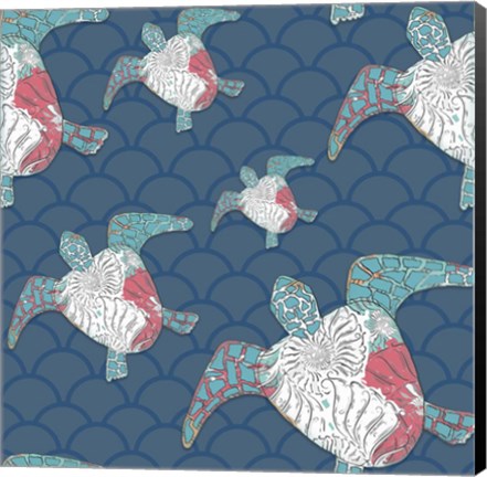 Framed Sea Side BoHo Pattern - Turtles Print