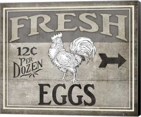 Framed Vintage Farm Sign - Local Farmer - Fresh Eggs Print