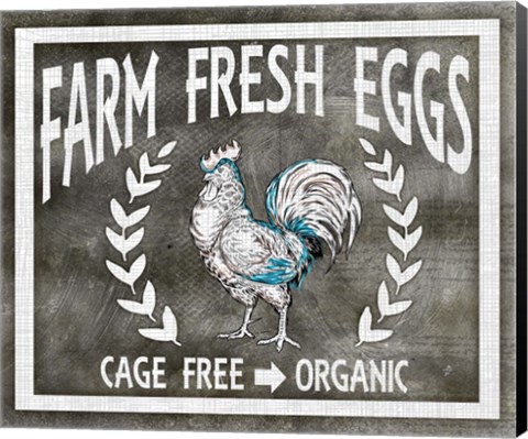 Framed Farm Sign Eggs Print
