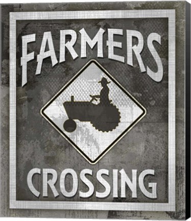 Framed Farm Sign Farmers Crossing Print
