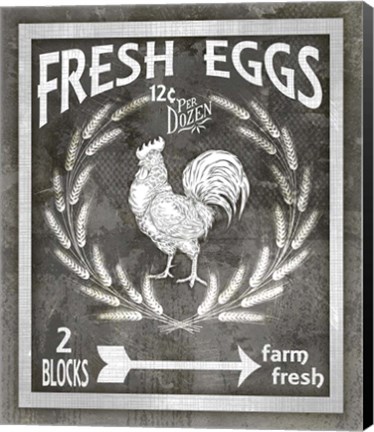 Framed Farm Sign Fresh Eggs Print