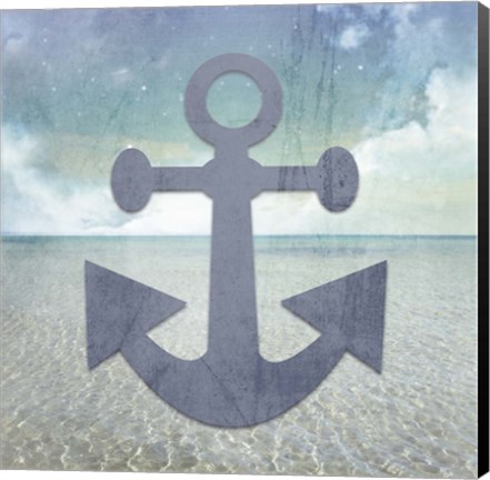 Framed Beach Signs Anchor Print