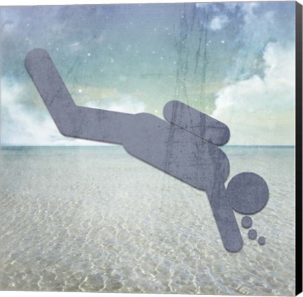 Framed Beach Signs Diver Print