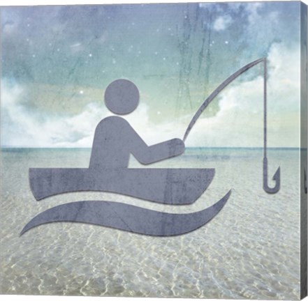 Framed Beach Signs Fishing Print