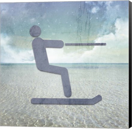 Framed Beach Signs Skiier Print