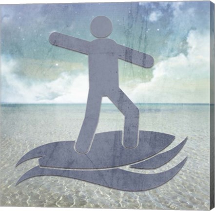 Framed Beach Signs Surfer2 Print