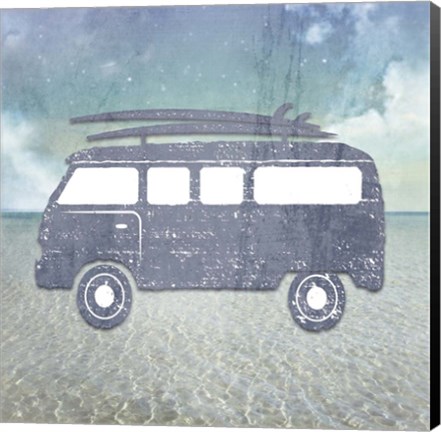 Framed Beach Signs SurfVan2 Print