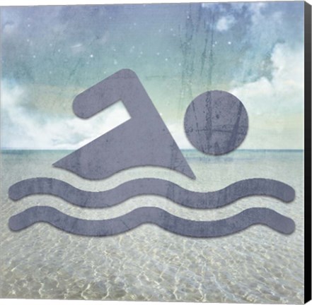 Framed Beach Signs Swimming3 Print