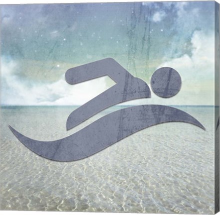 Framed Beach Signs Swimming4 Print