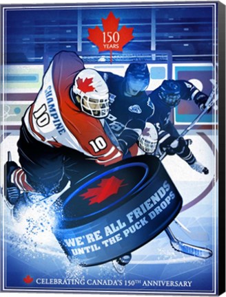Framed Slapshot Canada 150 Print