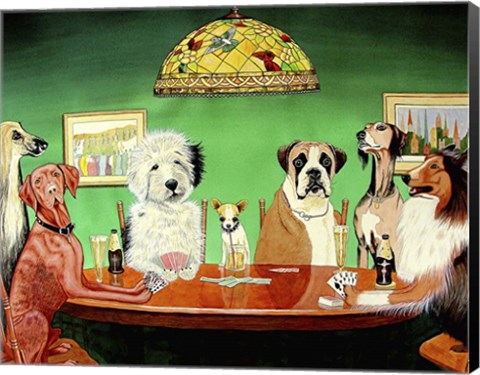 Framed Dogs Playing Poker Print