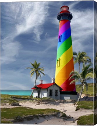 Framed Rainbow Lighthouse South Print