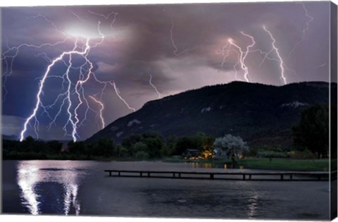 Framed Lightning Campground Print