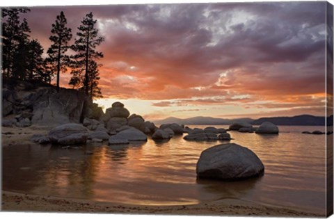 Framed Sand Harbor Sunset orton Print