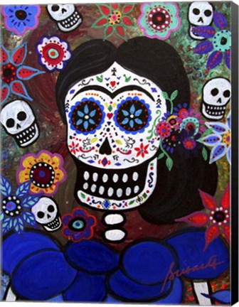 Framed Lady Frida In Blue Print