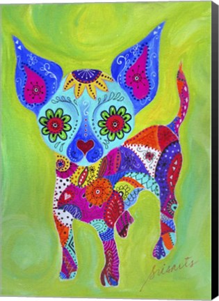 Framed Talavera Happy Chihuahua Print