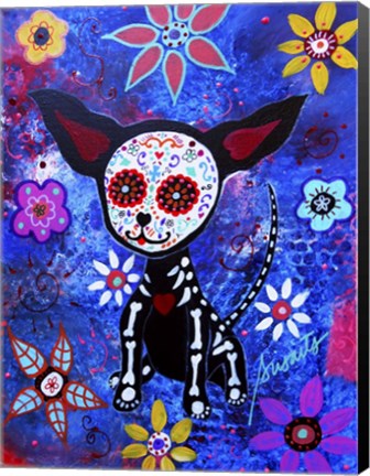 Framed Chihuahua Dia De Los Muertos Print