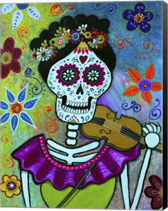 Framed Frida Playing Violin Print