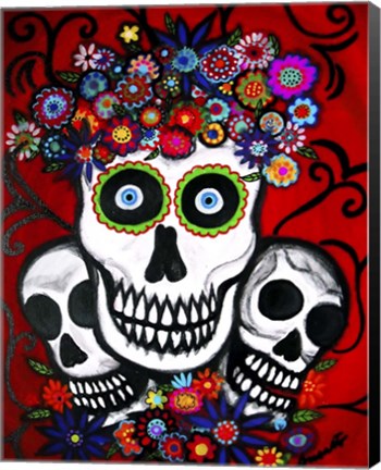 Framed Tres Calaveras Ofrenda Print