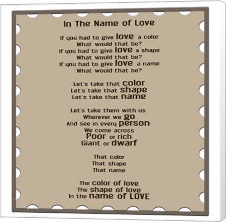 Framed In The Name Of Love Print