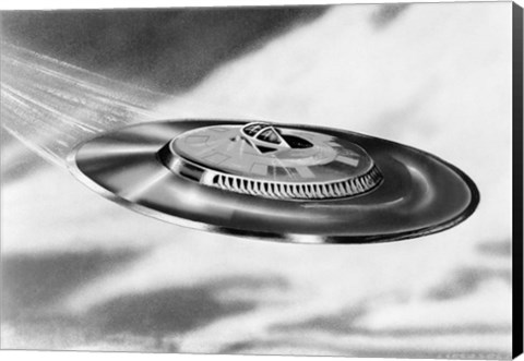 Framed 1950s Artist&#39;S Conception Ufo Flying Saucer Print