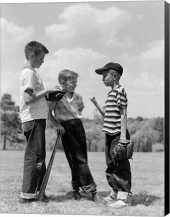 Framed 1950s Boys Baseball Holding Bat Print