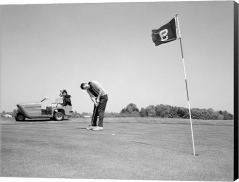 Framed 1960s Man Playing Golf Putting Print