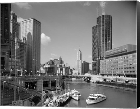 Framed 1960s Chicago River From Michigan Avenue Print